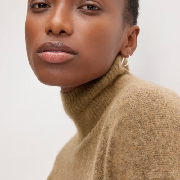 Everlane The Cozy Stretch Turtleneck Dress in Heathered Toasted Coconut - Picture 3 of 11